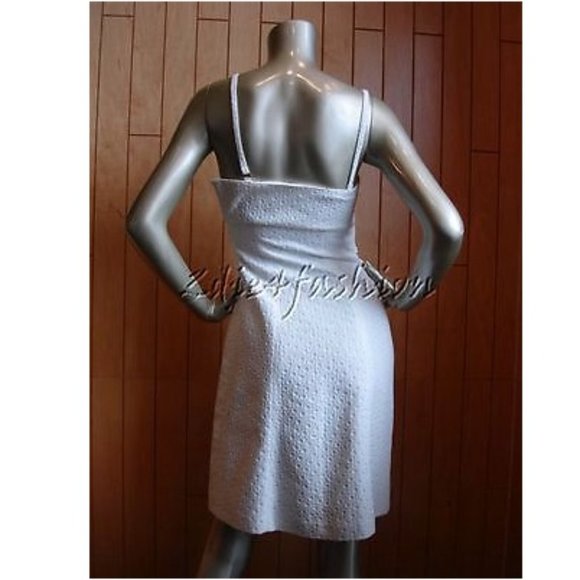 NWT AGNONA White Textured Sheath Shell Belt Strapless Cotton Dress 2 - Picture 5 of 6